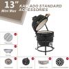 imageOutvita Ceramic Grill 13quot Round Kamado Charcoal Grill Portable Barbecue Grill with Thermometer for Variations on Cooking MethodsBlackSplit bracketBlack