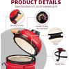 imageOutvita Ceramic Grill 13quot Round Kamado Charcoal Grill Portable Barbecue Grill with Thermometer for Variations on Cooking MethodsBlackSplit bracketRed
