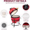 imageOutvita Ceramic Grill 13quot Round Kamado Charcoal Grill Portable Barbecue Grill with Thermometer for Variations on Cooking MethodsBlackSplit bracketRed