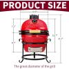 imageOutvita Ceramic Grill 13quot Round Kamado Charcoal Grill Portable Barbecue Grill with Thermometer for Variations on Cooking MethodsBlackSplit bracketRed