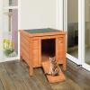 imageOutvita Outdoor Cat House Weatherproof Rabbit Hutch Wooden Small Pet House Outside Wooden Outside Shelter with Elevated Floor and Lockable Door for Feral Cats Rabbits Chicken WoodWood