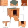 imageOutvita Outdoor Cat House Weatherproof Rabbit Hutch Wooden Small Pet House Outside Wooden Outside Shelter with Elevated Floor and Lockable Door for Feral Cats Rabbits Chicken WoodWood