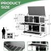 imageOutvita Rabbit Hutch Small Wood Chicken Coop 36quot Guinea Pig Cage w2 Rooms 2 PullOut Tray Waterproof Asphalt Roof Ventilator Door Ramp for Small Animal Pen Outdoor ampamp Indoor