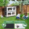 imageOutvita Rabbit Hutch Small Wood Chicken Coop 36quot Guinea Pig Cage w2 Rooms 2 PullOut Tray Waterproof Asphalt Roof Ventilator Door Ramp for Small Animal Pen Outdoor ampamp Indoor