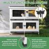 imageOutvita Rabbit Hutch Small Wood Chicken Coop 36quot Guinea Pig Cage w2 Rooms 2 PullOut Tray Waterproof Asphalt Roof Ventilator Door Ramp for Small Animal Pen Outdoor ampamp Indoor