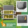 imageOutvita Rabbit Hutch Small Wood Chicken Coop 36quot Guinea Pig Cage w2 Rooms 2 PullOut Tray Waterproof Asphalt Roof Ventilator Door Ramp for Small Animal Pen Outdoor ampamp Indoor