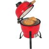 imageOutvita Ceramic Grill 13quot Round Kamado Charcoal Grill Portable Barbecue Grill with Thermometer for Variations on Cooking MethodsBlackIntegrated bracketRed
