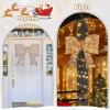 imageOutvita 27in Prelit Outdoor Bow Christmas Decoration Lighted Metal Frame with 124 Warm White LED Lights for Front Door Gate Wall Indoor Outdoor Holiday Party GoldenGolden Bow