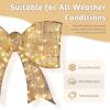imageOutvita 27in Prelit Outdoor Bow Christmas Decoration Lighted Metal Frame with 124 Warm White LED Lights for Front Door Gate Wall Indoor Outdoor Holiday Party GoldenGolden Bow