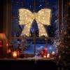 imageOutvita 27in Prelit Outdoor Bow Christmas Decoration Lighted Metal Frame with 124 Warm White LED Lights for Front Door Gate Wall Indoor Outdoor Holiday Party GoldenGolden Bow
