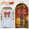 imageOutvita 27in Prelit Outdoor Bow Christmas Decoration Lighted Metal Frame with 124 Warm White LED Lights for Front Door Gate Wall Indoor Outdoor Holiday Party GoldenRed Bow