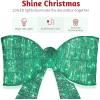 imageOutvita 27in Prelit Outdoor Bow Christmas Decoration Lighted Metal Frame with 124 Warm White LED Lights for Front Door Gate Wall Indoor Outdoor Holiday Party GoldenGreen Bow