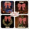 imageOutvita 27in Prelit Outdoor Bow Christmas Decoration Lighted Metal Frame with 124 Warm White LED Lights for Front Door Gate Wall Indoor Outdoor Holiday Party GoldenRed Bow
