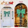 imageOutvita 27in Prelit Outdoor Bow Christmas Decoration Lighted Metal Frame with 124 Warm White LED Lights for Front Door Gate Wall Indoor Outdoor Holiday Party GoldenGreen Bow