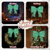 imageOutvita 27in Prelit Outdoor Bow Christmas Decoration Lighted Metal Frame with 124 Warm White LED Lights for Front Door Gate Wall Indoor Outdoor Holiday Party GoldenGreen Bow