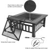 imageOutvita 32in Fire Pit Table Outdoor Square Metal Firepit Table with Fire Bowl Mesh Cover and Fire Poker for Patio Yard Garden Camping