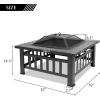 imageOutvita 32in Fire Pit Table Outdoor Square Metal Firepit Table with Fire Bowl Mesh Cover and Fire Poker for Patio Yard Garden Camping