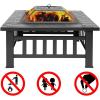 imageOutvita 32in Fire Pit Table Outdoor Square Metal Firepit Table with Fire Bowl Mesh Cover and Fire Poker for Patio Yard Garden Camping