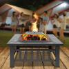 imageOutvita 32in Fire Pit Table Outdoor Square Metal Firepit Table with Fire Bowl Mesh Cover and Fire Poker for Patio Yard Garden Camping