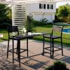 imageOutvita Outdoor Bar Table 37quot Height Wheeled Patio Pub Table with Waterproof Frame and Adjustable Foot for Hot Tub Patio Backyard Balcony Hallway Bistro Rectangle Black55 W  With wheel