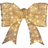 imageOutvita 27in Prelit Outdoor Bow Christmas Decoration Lighted Metal Frame with 124 Warm White LED Lights for Front Door Gate Wall Indoor Outdoor Holiday Party GoldenGolden Bow