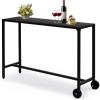 imageOutvita Outdoor Bar Table 37quot Height Wheeled Patio Pub Table with Waterproof Frame and Adjustable Foot for Hot Tub Patio Backyard Balcony Hallway Bistro Rectangle Black55 W  No wheel