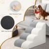 imageOutvita Dog Stairs 4Step Dog Steps for High Bed Pet Steps for Small Dogs and Cats NonSlip Balanced Pet Ramp Indoor Grey4steps