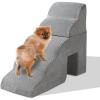 imageOutvita Dog Stairs 4Step Dog Steps for High Bed Pet Steps for Small Dogs and Cats NonSlip Balanced Pet Ramp Indoor Grey5steps