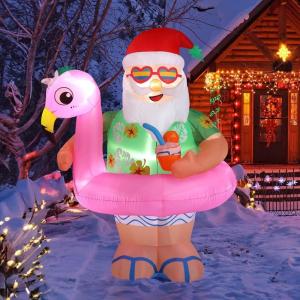 imageOutvita 6FT Outdoor Christmas Inflatables Decorations with LED Lights Inflatable Santa Riding Motorcycle with A Tree Xmas Blow Up Yard Decor for Yard Lawn Garden Patio PartyHawaii Santa