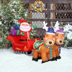 imageOutvita 6FT Outdoor Christmas Inflatables Decorations with LED Lights Inflatable Santa Riding Motorcycle with A Tree Xmas Blow Up Yard Decor for Yard Lawn Garden Patio PartySleigh pulled by Reindeer