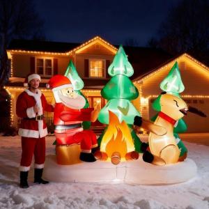 imageOutvita 6FT Outdoor Christmas Inflatables Decorations with LED Lights Inflatable Santa Riding Motorcycle with A Tree Xmas Blow Up Yard Decor for Yard Lawn Garden Patio PartyRoasting by a Fire in the Forest