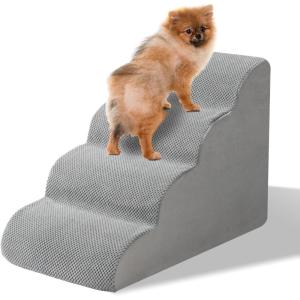 imageOutvita Dog Stairs 4Step Dog Steps for High Bed Pet Steps for Small Dogs and Cats NonSlip Balanced Pet Ramp Indoor Grey4steps