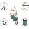 imageOutvita Hammock Hanging Chair Air Deluxe Sky Swing Seat with Pillow Cup Holder Armrests Footrest Carry Bag for Indoor Outdoor Park Yard Camping 250LBS YellowGreen