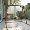 imageOutvita Porch Swing Stand 67quot Wooden Swing Frame with Extra Bottom Connection Board and Stable A Frame for Patio Porch Backyard 600lbs CapacityFir