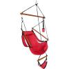 imageOutvita Hammock Hanging Chair Air Deluxe Sky Swing Seat with Pillow Cup Holder Armrests Footrest Carry Bag for Indoor Outdoor Park Yard Camping 250LBS YellowRed