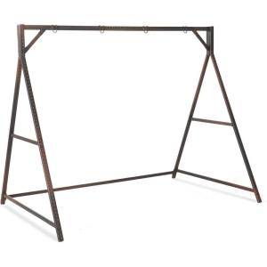 imageOutvita Porch Swing Stand 67quot Wooden Swing Frame with Extra Bottom Connection Board and Stable A Frame for Patio Porch Backyard 600lbs CapacityIron