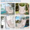 imageOutvita Hammock Chair Suspended Rope Swing with Stylish Tassels NonSlip Galvanized Steel Poles Includes 2 Fluffy Pillows Maximum Weight Capacity 500 lbs Indoor and Outdoor Available BlackPallid