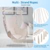 imageOutvita Hammock Chair Suspended Rope Swing with Stylish Tassels NonSlip Galvanized Steel Poles Includes 2 Fluffy Pillows Maximum Weight Capacity 500 lbs Indoor and Outdoor Available BlackPallid