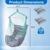 imageOutvita Hammock Chair Hanging Rope Swing Galvanized Steel Pole with NonSlip Ring Includes 2 Fluffy Pillows Maximum Weight Capacity 500 lbs for Indoor Patio Backyard Hanging Mix Color StripeGreen and Purple Stripes