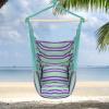 imageOutvita Hammock Chair Hanging Rope Swing Galvanized Steel Pole with NonSlip Ring Includes 2 Fluffy Pillows Maximum Weight Capacity 500 lbs for Indoor Patio Backyard Hanging Mix Color StripeGreen and Purple Stripes