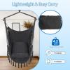 imageOutvita Hammock Chair Hanging Rope Swing Galvanized Steel Pole with NonSlip Ring Includes 2 Fluffy Pillows Maximum Weight Capacity 500 lbs for Indoor Patio Backyard Hanging Mix Color StripeBlack