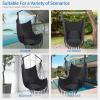 imageOutvita Hammock Chair Hanging Rope Swing Galvanized Steel Pole with NonSlip Ring Includes 2 Fluffy Pillows Maximum Weight Capacity 500 lbs for Indoor Patio Backyard Hanging Mix Color StripeBlack