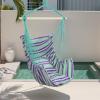 imageOutvita Hammock Chair Hanging Rope Swing Galvanized Steel Pole with NonSlip Ring Includes 2 Fluffy Pillows Maximum Weight Capacity 500 lbs for Indoor Patio Backyard Hanging Mix Color StripeGreen and Purple Stripes
