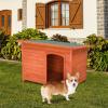 imageOutvita Outdoor Dog House Large Wooden Dog Houses with Hinged Roof Weatherproof Finish  Elevated Floor for Small Medium Sized Dogs Outdoor ampamp Indoor Use Natural
