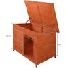imageOutvita Outdoor Dog House Large Wooden Dog Houses with Hinged Roof Weatherproof Finish  Elevated Floor for Small Medium Sized Dogs Outdoor ampamp Indoor Use Natural