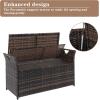 imageOutvita 40 Gallon Outdoor Storage Box Patio Rattan Storage Bench with Cushion for Backyard Balcony Poolside Garden BrownBrown