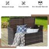 imageOutvita 40 Gallon Outdoor Storage Box Patio Rattan Storage Bench with Cushion for Backyard Balcony Poolside Garden BrownBrown