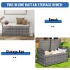 imageOutvita 40 Gallon Outdoor Storage Box Patio Rattan Storage Bench with Cushion for Backyard Balcony Poolside Garden BrownGrey