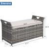 imageOutvita 40 Gallon Outdoor Storage Box Patio Rattan Storage Bench with Cushion for Backyard Balcony Poolside Garden BrownGrey