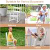 imageOutvita Outdoor Childrens Rocking Chair AllWeather Wooden Porch Rocker with High Backrest Ideal for Garden Yard and Balcony Patio Rocking Chair Suitable for Kids Ages 36WhiteWhite